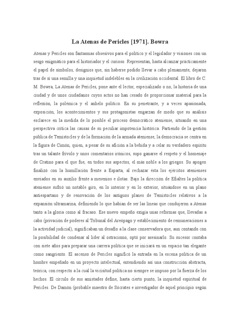 La Atenas de Pericles Bresumen | PDF | Democracia | Ideologías políticas