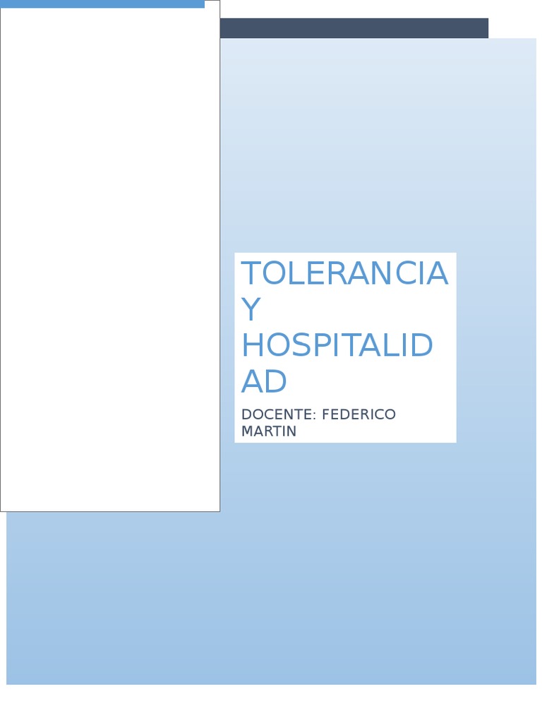 Tolerancia y Hospitalidad en Educación | PDF | Tolerancia | Maestros