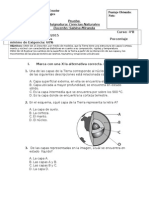 Prueba de Ciencias Naturales, La Tierra, Estructura y Cambios