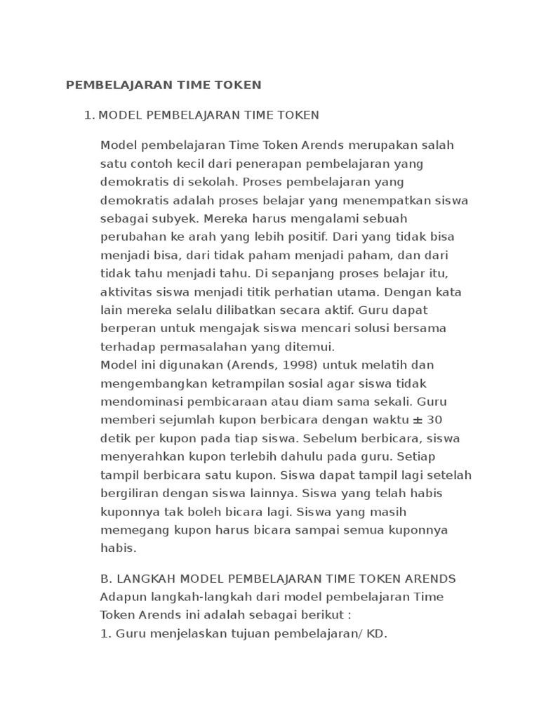 Pembelajaran Time Token | PDF | Karier & Perkembangan