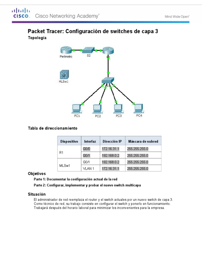 Configuración de Switches Capa 3 en Packet Tracer | PDF | Conmutador de ...