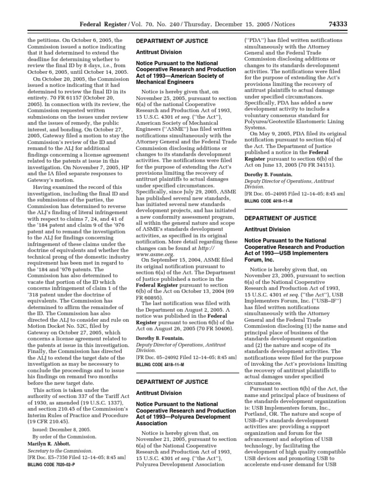 Notice: Competitive Impact Statements and Proposed Consent Judgments ...