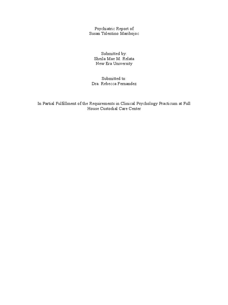 Psychiatric Report Positive Psychology Clinical Medicine