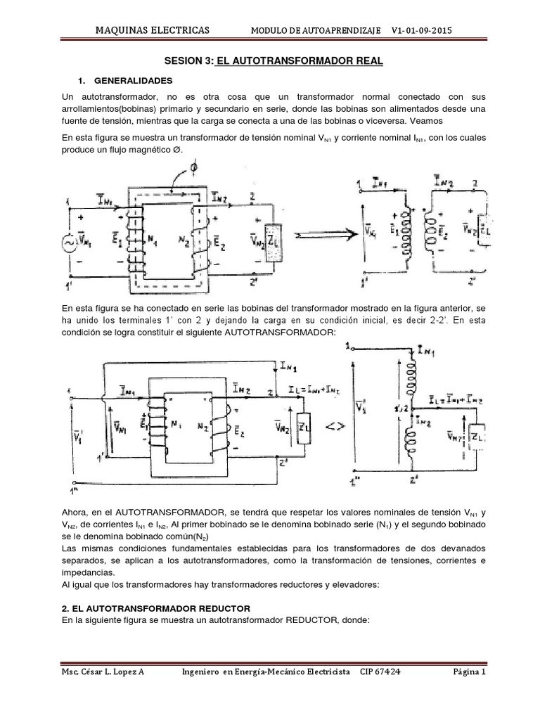 Sesion 3. El Autotransformador | PDF | Transformador | Inductor