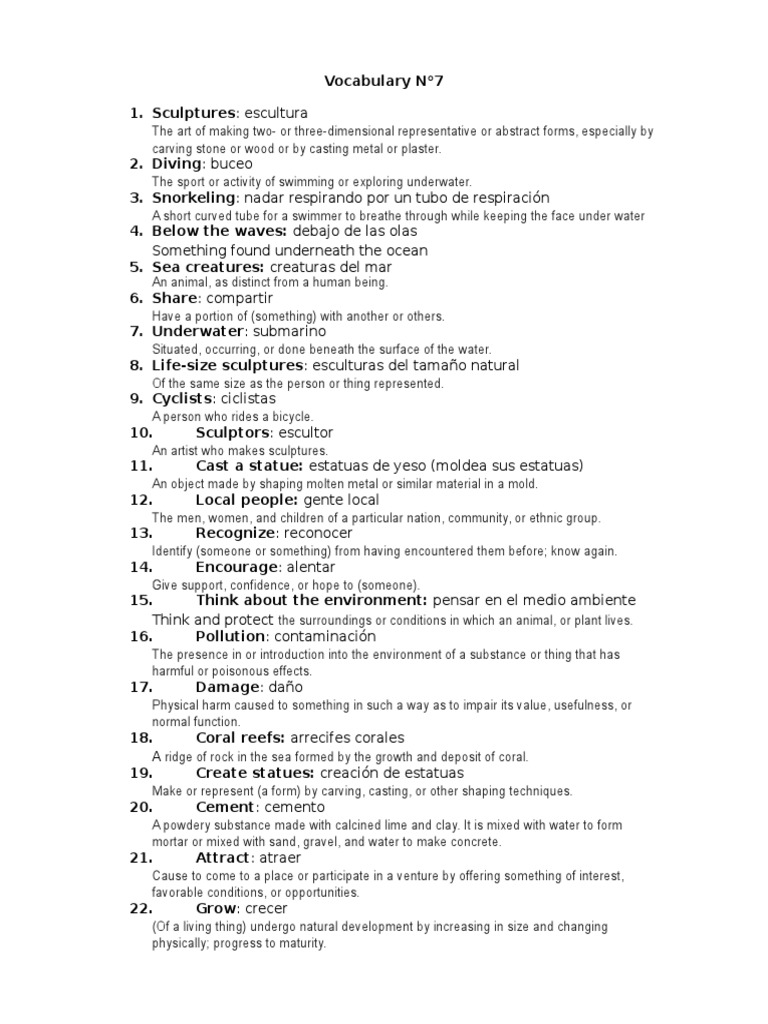 Vocabulary List: Art and Nature Terms | PDF