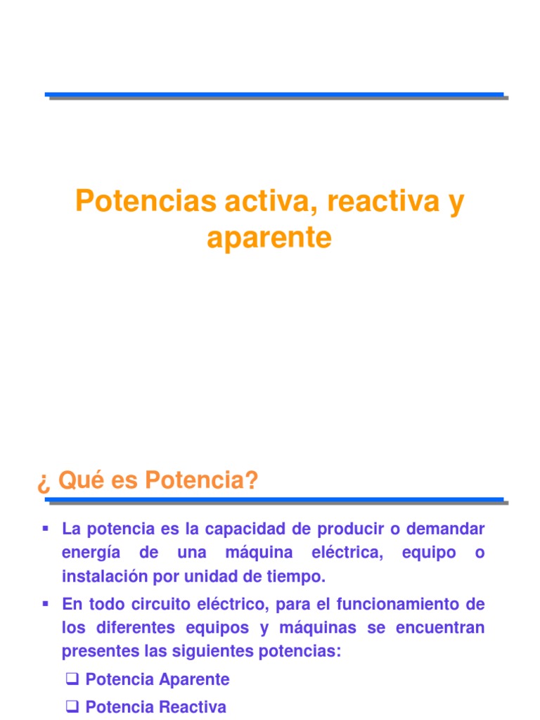 Potencias Activa, Reactiva y Aparente PDF Energia electrica Corriente eléctrica