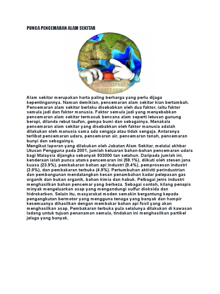 Punca Pencemaran Alam Sekitar  PDF