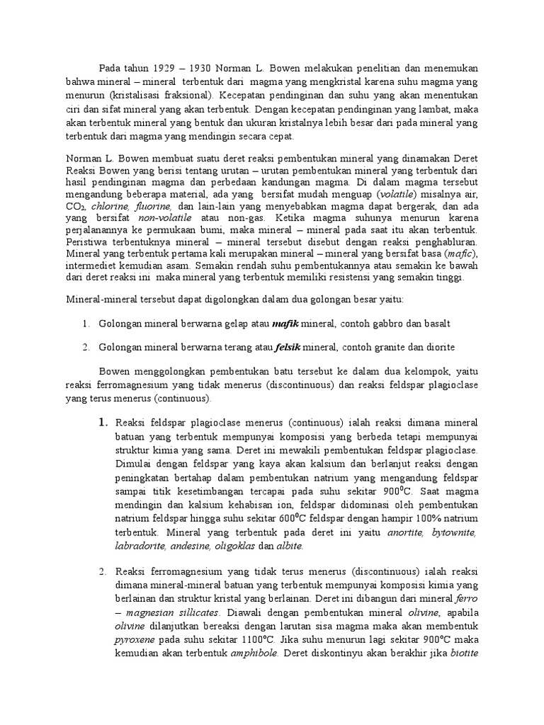 Bowen Reaction Series
