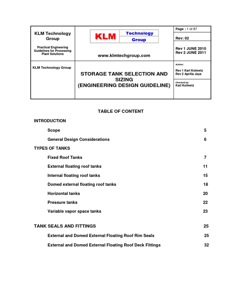 Engineering Design Guideline Storage Tank Rev PDF | PDF
