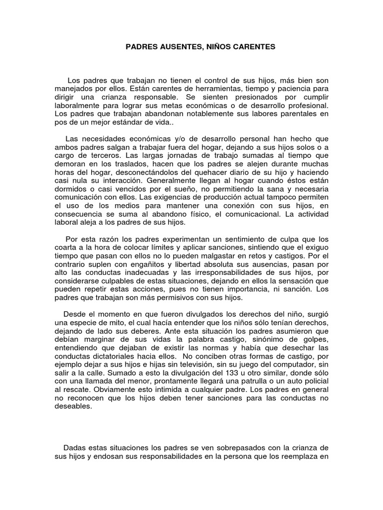Efectos de la Ausencia Parental en Niños | PDF