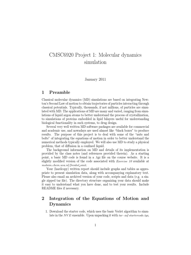 Molecular Dynamics Simulation Guide | PDF | Molecular Dynamics ...