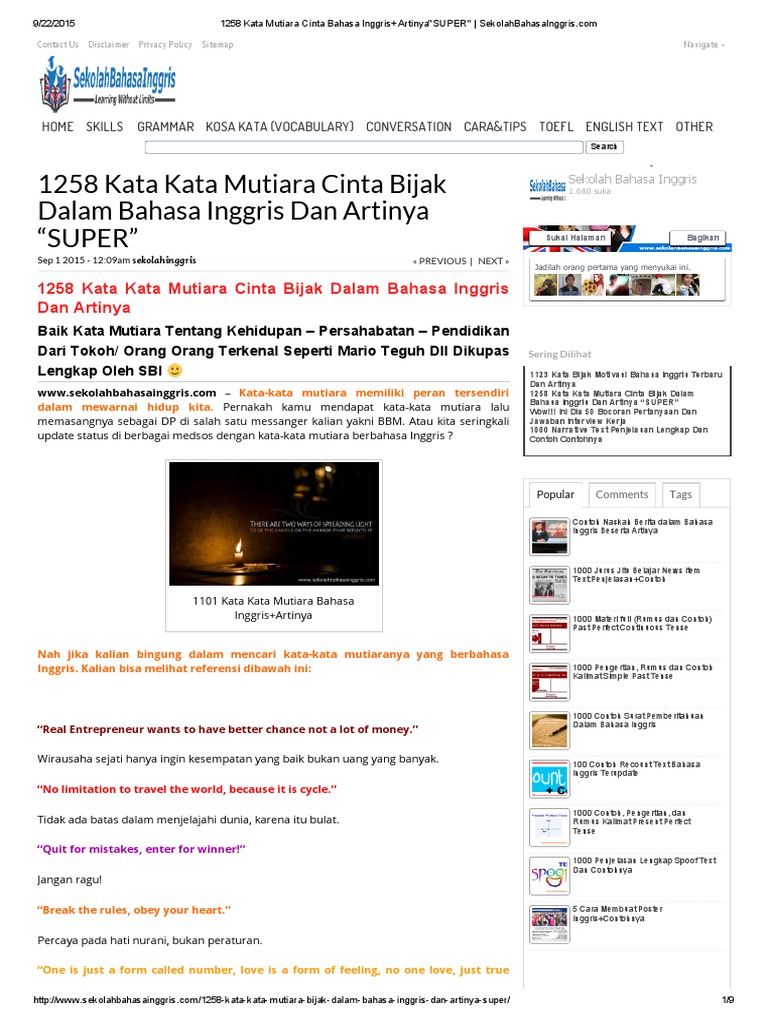 1258 Kata Mutiara Cinta Bahasa Inggris Artinya SUPER