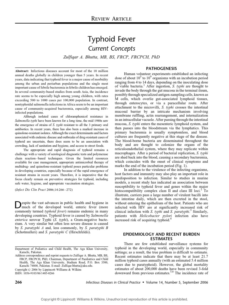 Typhoid Fever Current Concepts.5 | PDF | Antimicrobial Resistance ...