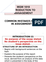 Common Mistakes Found in Assignment 1