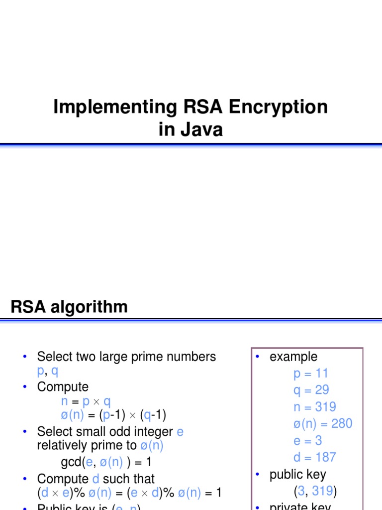 Implementing RSA Encryption in Java | Download Free PDF | Prime Number ...