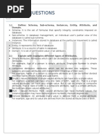 Dbms Questions: 1.) Define: Schema, Sub-Schema, Instances, Entity, Attribute, and Domain