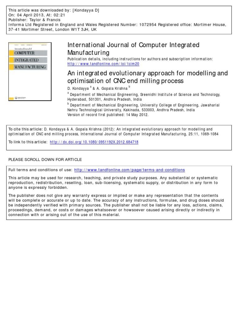 CIM Paper PDF Mathematical Optimization Machining