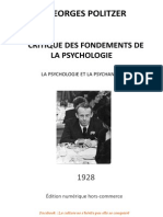 Georges POLITZER Critique Des Fondements de La Psychologie