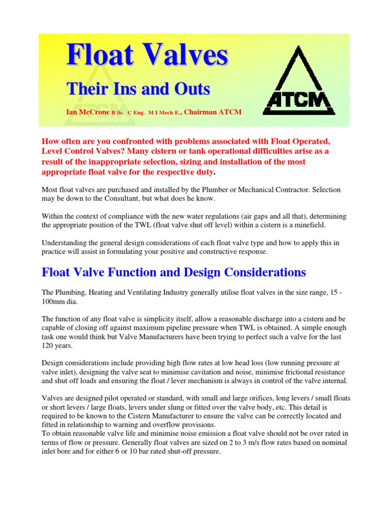 Delayed Float Valves PDF Valve Flow Measurement
