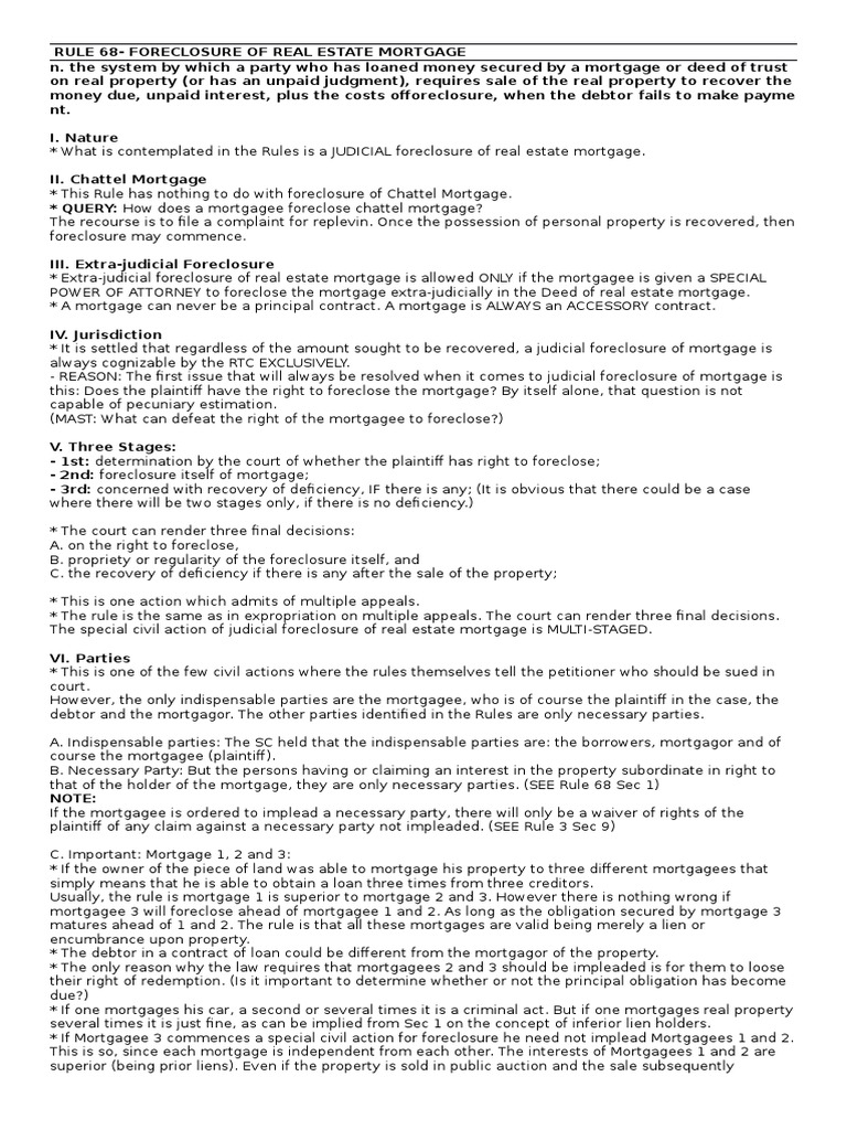 Right of Redemption Vs PDF Mortgage Law Foreclosure