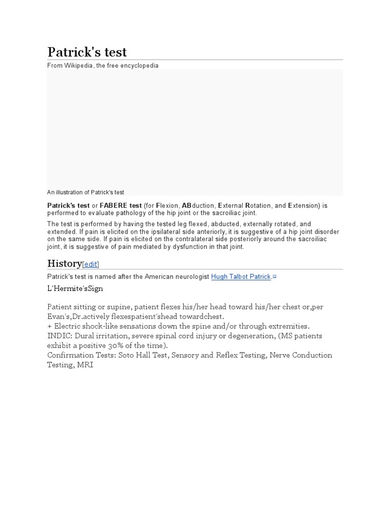 Patrick's Test: History | PDF | Self-Improvement | Wellness