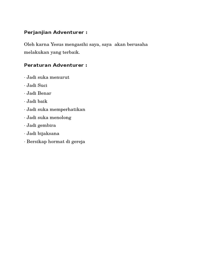 Perjanjian Adventurer Pdf