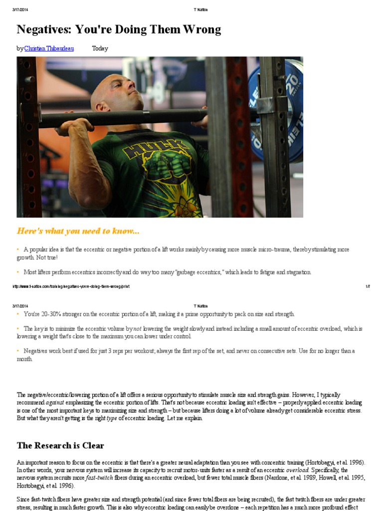 Negative - You'Re Doing Them Wrong | PDF | Muscle Contraction | Muscle