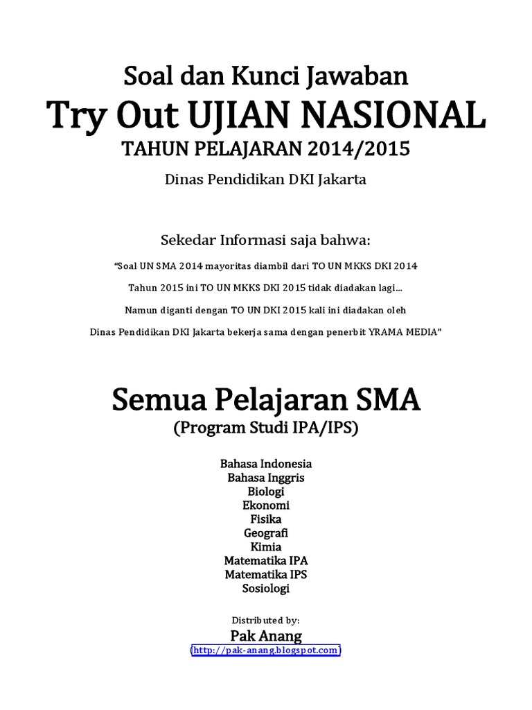 Naskah Soal Dan Kunci Jawaban To UN DKI 2015 By Pak Anangblogspotcom