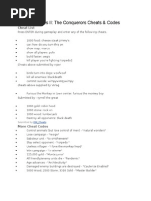Age Of Empires Ii Cheats Keyboard Shortcut Video Games