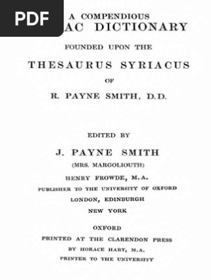 Payne Smith A Compendious Syriac Dictionary 1903 Adjective Oxford University Press