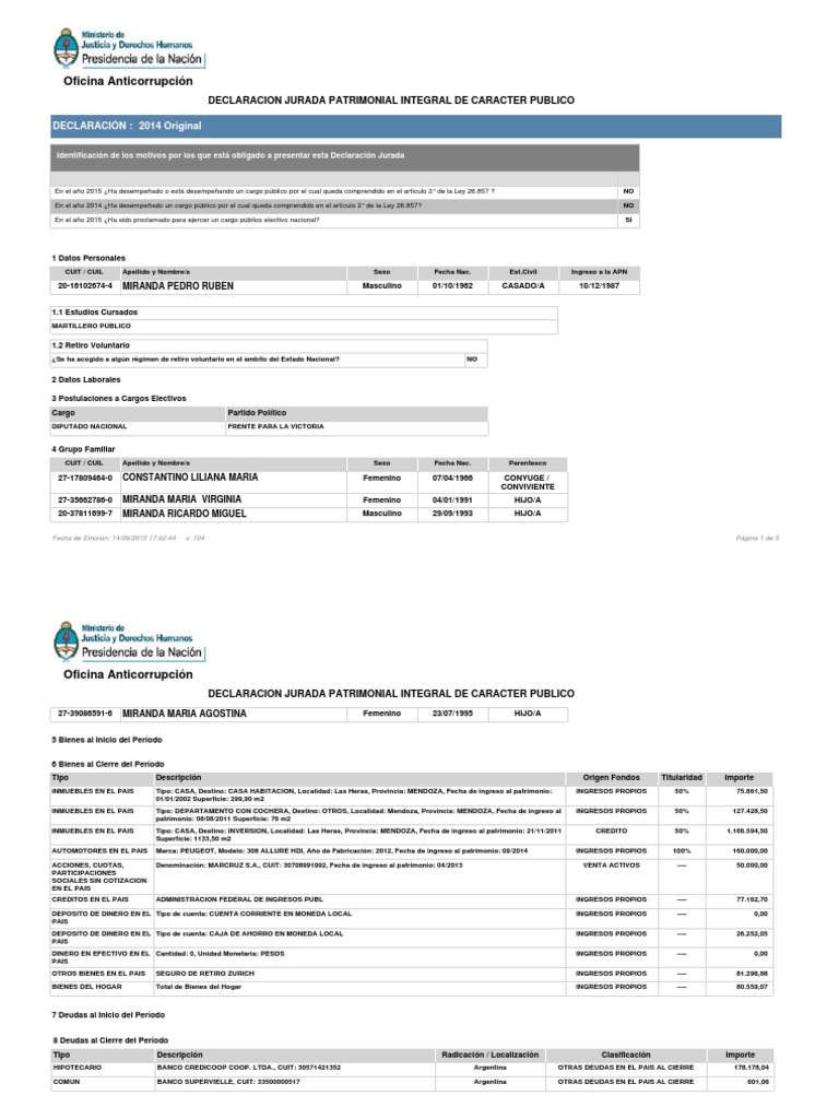 Declaración Jurada | PDF | Impuesto sobre la renta | Dinero