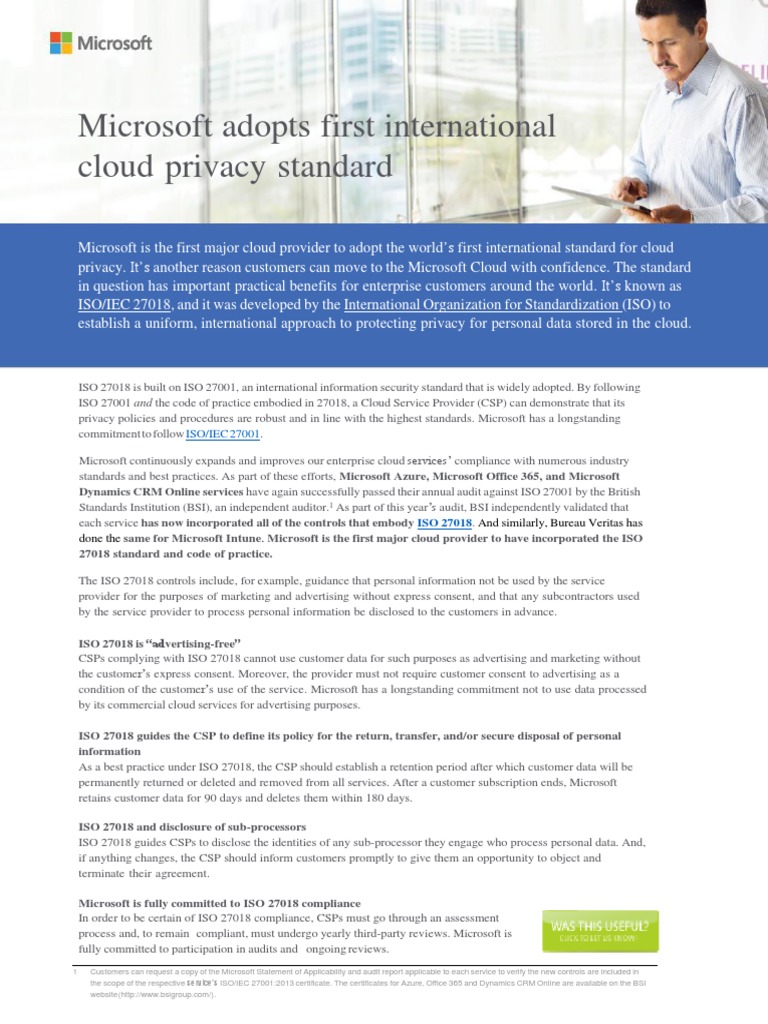 Microsoft Cloud Adopt New Cloud Security Standard | PDF | Cloud ...