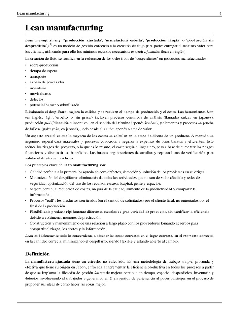 Lean Manufacturing | PDF | Lean Manufacturing | Ingeniería de Procesos