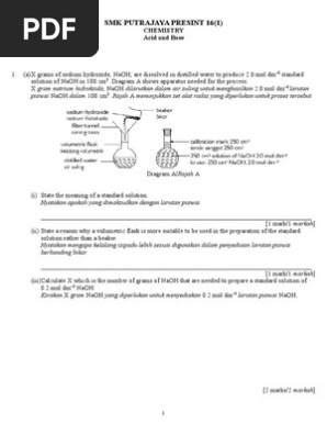 Spm Kimia Tingkatan 4 5 Paper2 20150917092927 Pdf Natrium Hidroksida Konsentrasi Molar