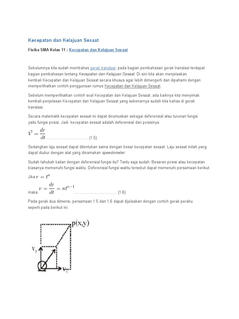 Kecepatan Dan Kelajuan Sesaat