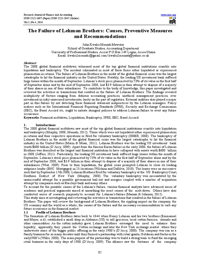 Lehman brothers case study summary picture