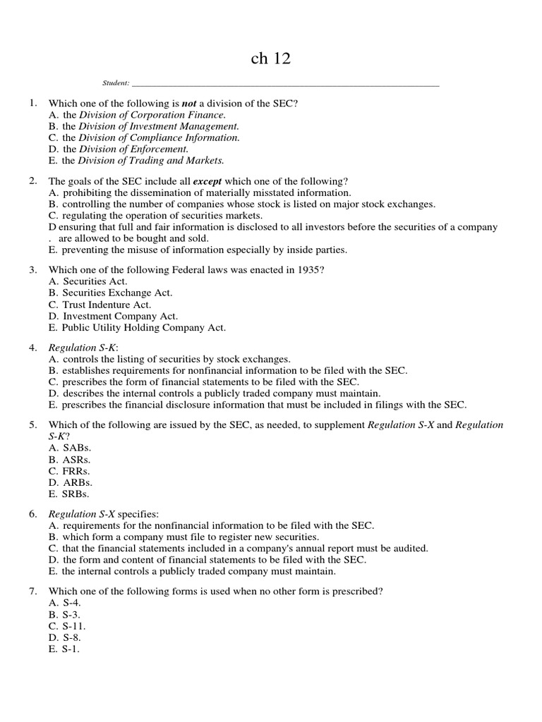 SEC Divisions and Regulations Overview | PDF | Regulation S K ...