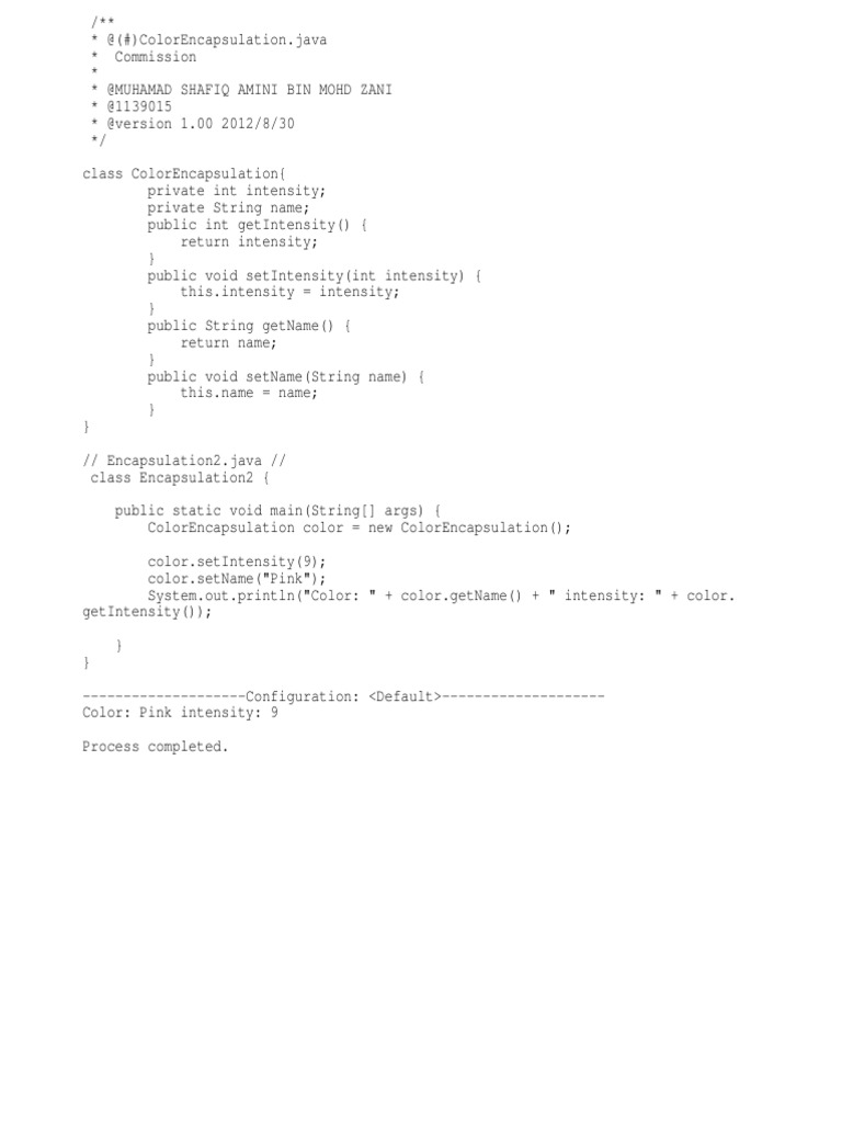 Java Color Encapsulation Example | PDF