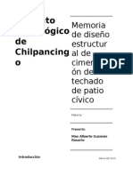 Memoria de Diseño Estructural de Cimentación Del Techado de Patio Cívico