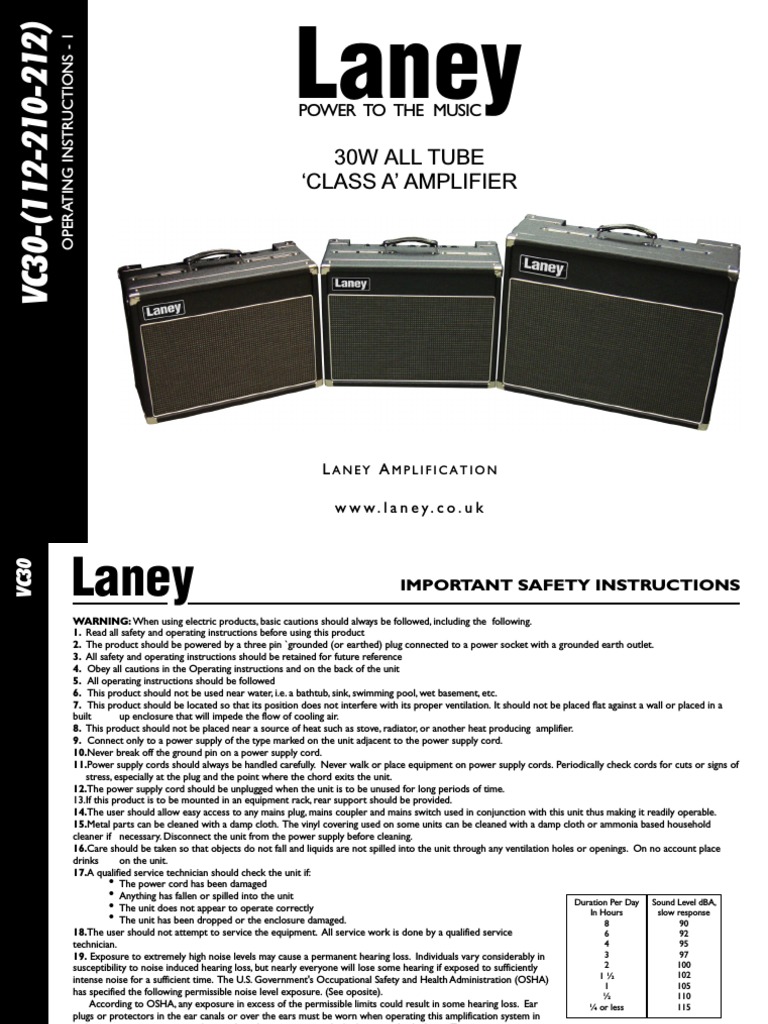 Laney Vc30 PDF Vacuum Tube Amplifier