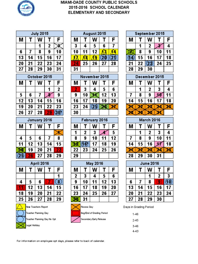 Mdcps Calendar PDF Academic Term Schools
