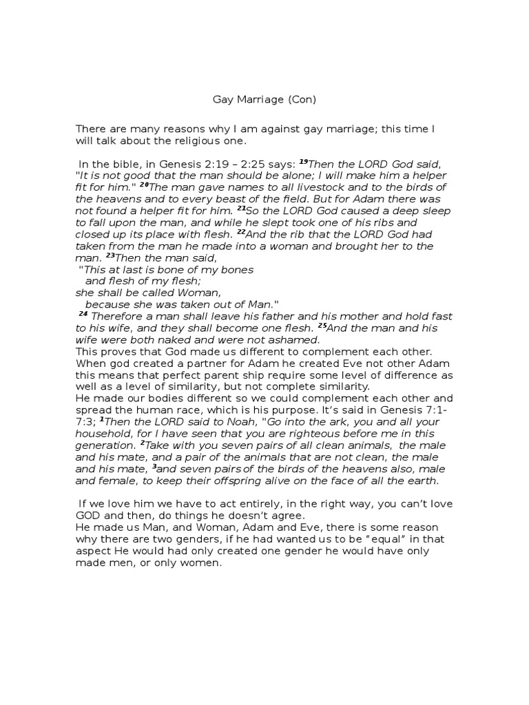 essay against gay marriage