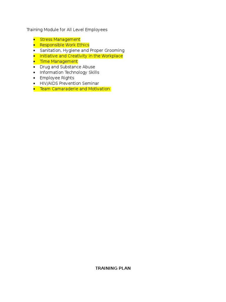 Training Module For All Level Employee | Download Free PDF | Time ...