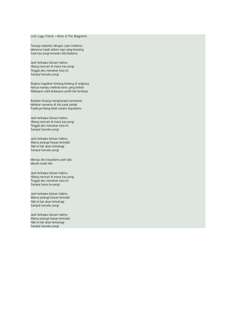 Lirik Lagu Potret Pdf