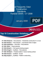 Most Frequently Cited Construction Standards Federal OSHA - CY 2008
