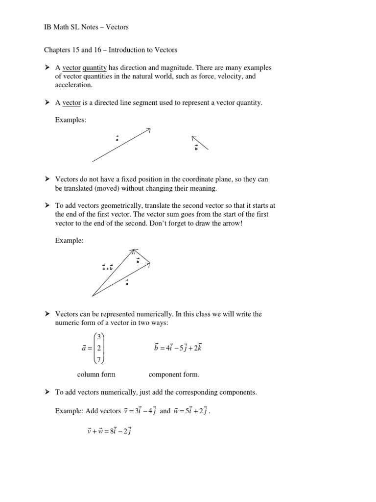 Vectors Notes | PDF