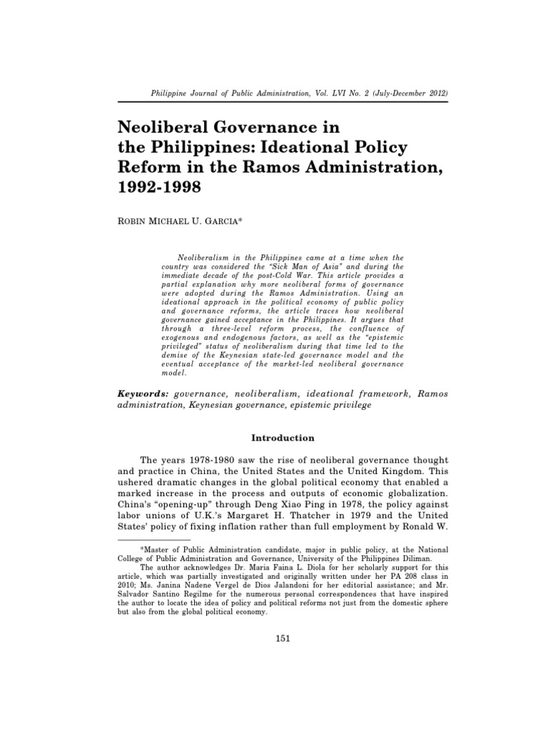 Neoliberal Governance in the Philippines | PDF | Governance | Neoliberalism