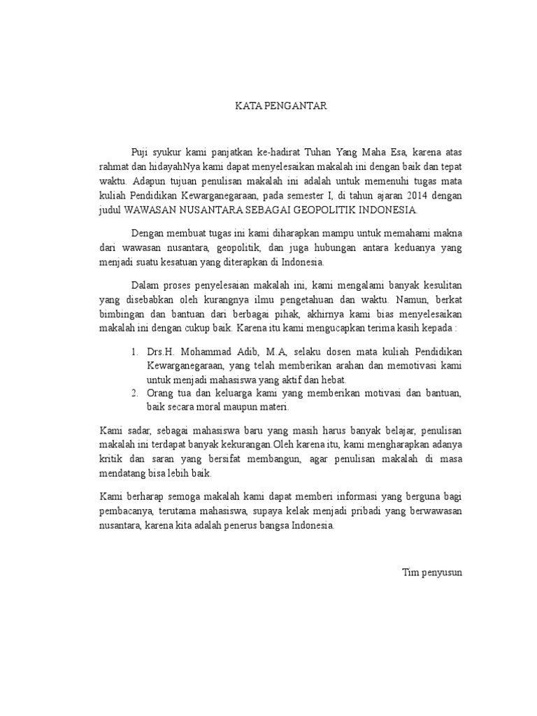 Makalah Wawasan Nusantara Sebagai Geopolitik Indonesia