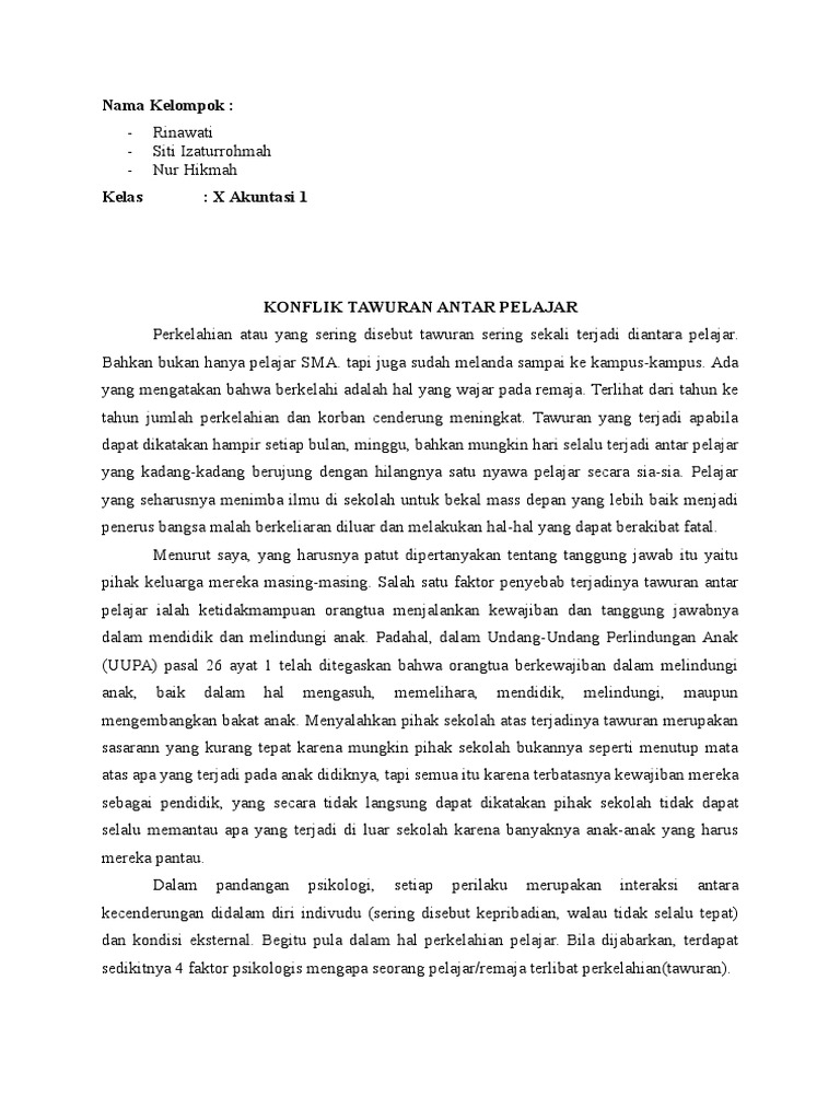 Konflik Tawuran Antar Pelajar
