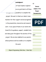 Acknowledgment: Content Sample of The Project Documentation